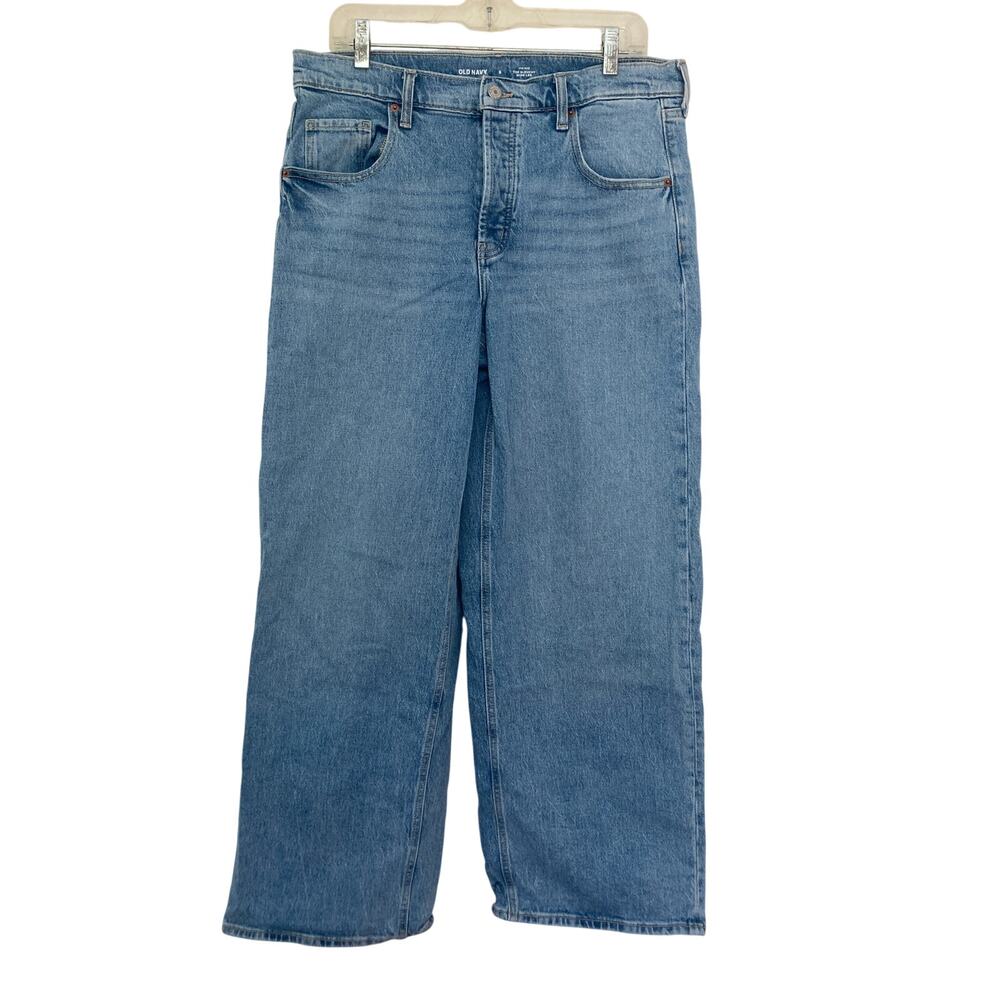 Old Navy Gritty Boho Baggy Granola Mid Rise Slouchy Wide Leg Blue Denim Jeans 6